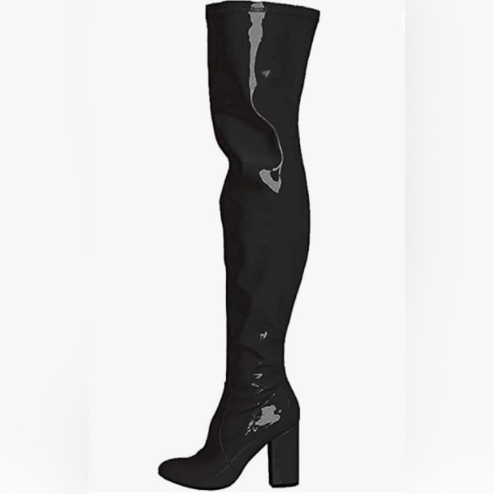 Women's Patent Leather Over The Knee Chunky Heel Boot Sz 12